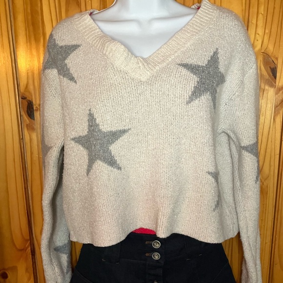 Hippie Rose Star Sweater Crop Top Sweater - Picture 1 of 8